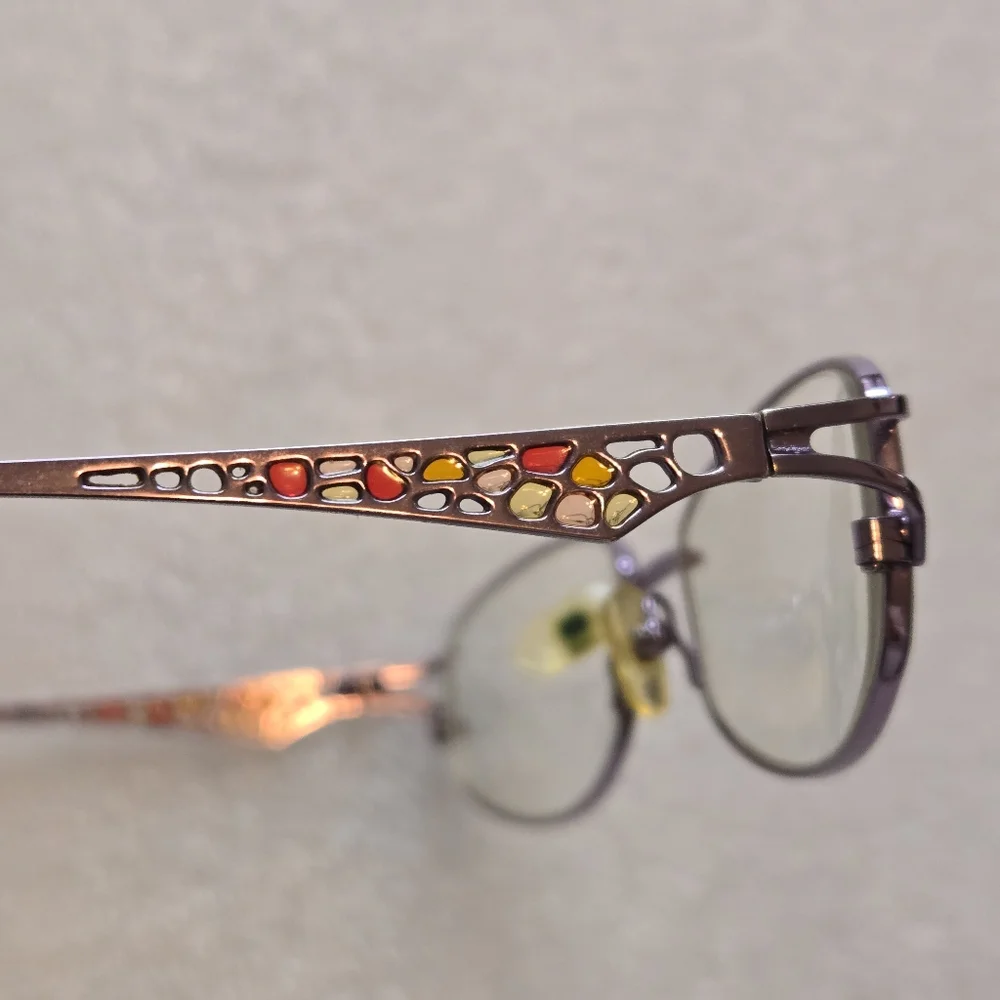 Stylish Women’s Purple Metal Eyeglass Frames with Decorarive Stones